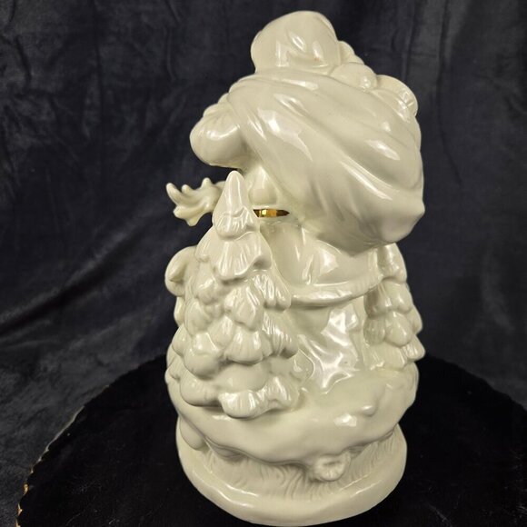 Santa And Reindeer Music Box Cream Gold Accents Works Plays "White Christmas" - Picture 6 of 16